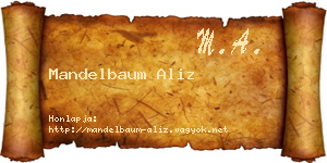 Mandelbaum Aliz névjegykártya